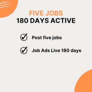 image of job package for 5 job postings each active 180 days on the website