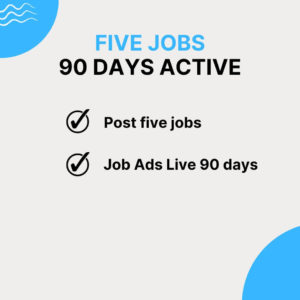 Image of a job package for 5 job postings each active 90 days on the website